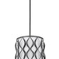 Z-Lite Harden 12" 3-Light Matte Black and White Fabric Shade Pendant Light