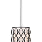 Z-Lite Harden 12" 3-Light Matte Black and White Fabric Shade Pendant Light