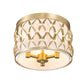 Z-Lite Harden 12" 3-Light Modern Gold and White Fabric Shade Flush Mount