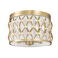 Z-Lite Harden 12" 3-Light Modern Gold and White Fabric Shade Flush Mount