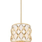 Z-Lite Harden 12" 3-Light Modern Gold and White Fabric Shade Pendant Light