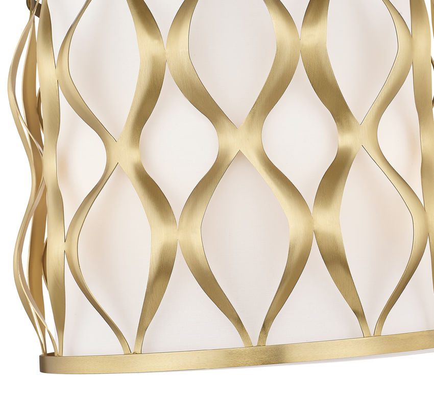 Z-Lite Harden 12" 3-Light Modern Gold and White Fabric Shade Pendant Light
