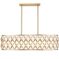 Z-Lite Harden 13" 10-Light Modern Gold and White Fabric Shade Linear Chandelier