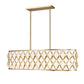Z-Lite Harden 13" 10-Light Modern Gold and White Fabric Shade Linear Chandelier