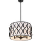 Z-Lite Harden 18" 5-Light Matte Black and White Fabric Shade Pendant Light