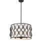 Z-Lite Harden 18" 5-Light Matte Black and White Fabric Shade Pendant Light