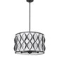 Z-Lite Harden 18" 5-Light Matte Black and White Fabric Shade Pendant Light