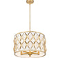 Z-Lite Harden 18" 5-Light Modern Gold and White Fabric Shade Pendant Light