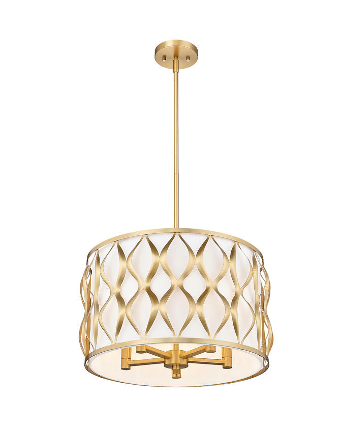 Z-Lite Harden 18" 5-Light Modern Gold and White Fabric Shade Pendant Light
