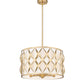 Z-Lite Harden 18" 5-Light Modern Gold and White Fabric Shade Pendant Light
