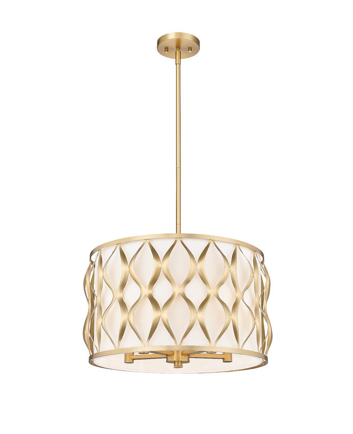 Z-Lite Harden 18" 5-Light Modern Gold and White Fabric Shade Pendant Light