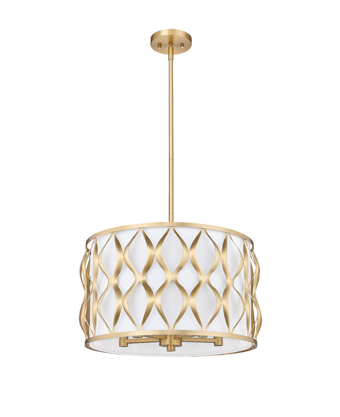 Z-Lite Harden 18" 5-Light Modern Gold and White Fabric Shade Pendant Light