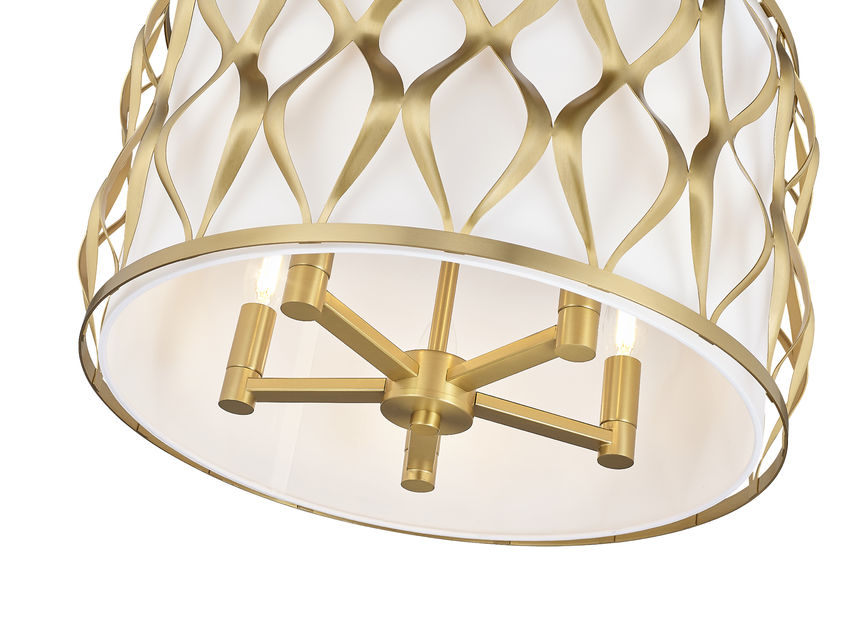 Z-Lite Harden 18" 5-Light Modern Gold and White Fabric Shade Pendant Light