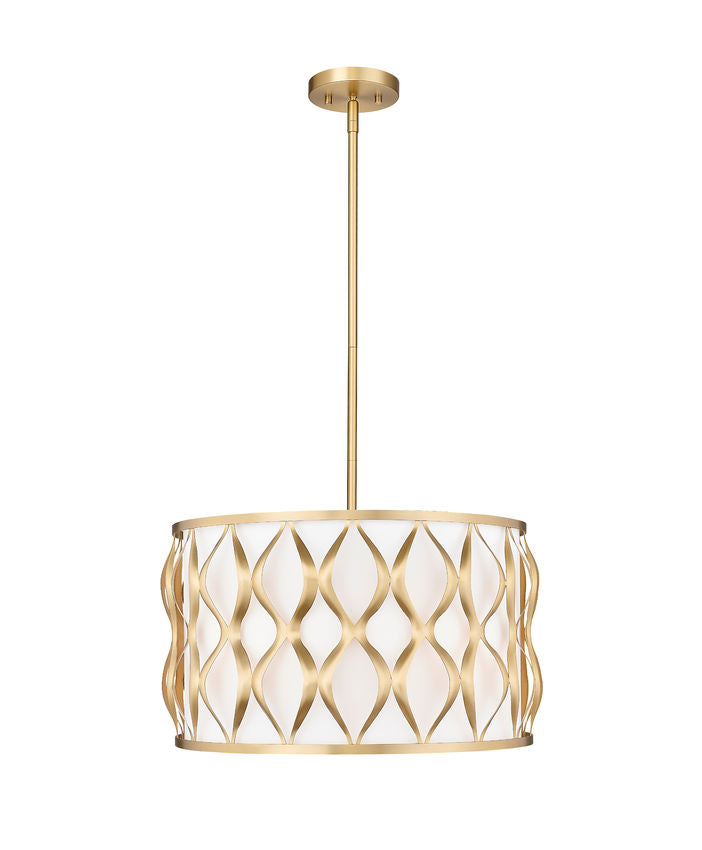 Z-Lite Harden 18" 5-Light Modern Gold and White Fabric Shade Pendant Light