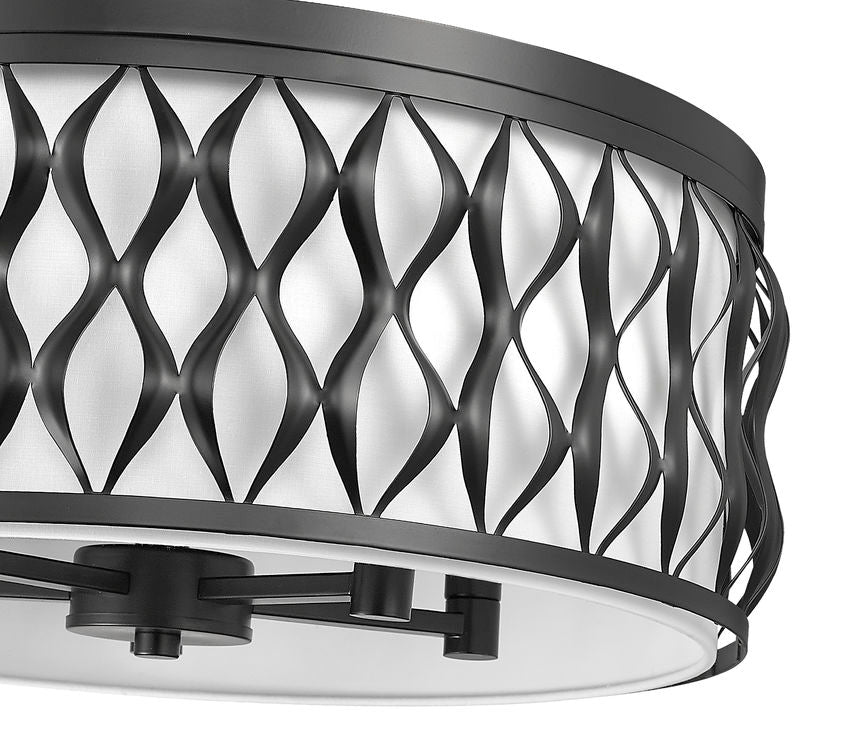 Z-Lite Harden 20" 5-Light Matte Black and White Fabric Shade Flush Mount