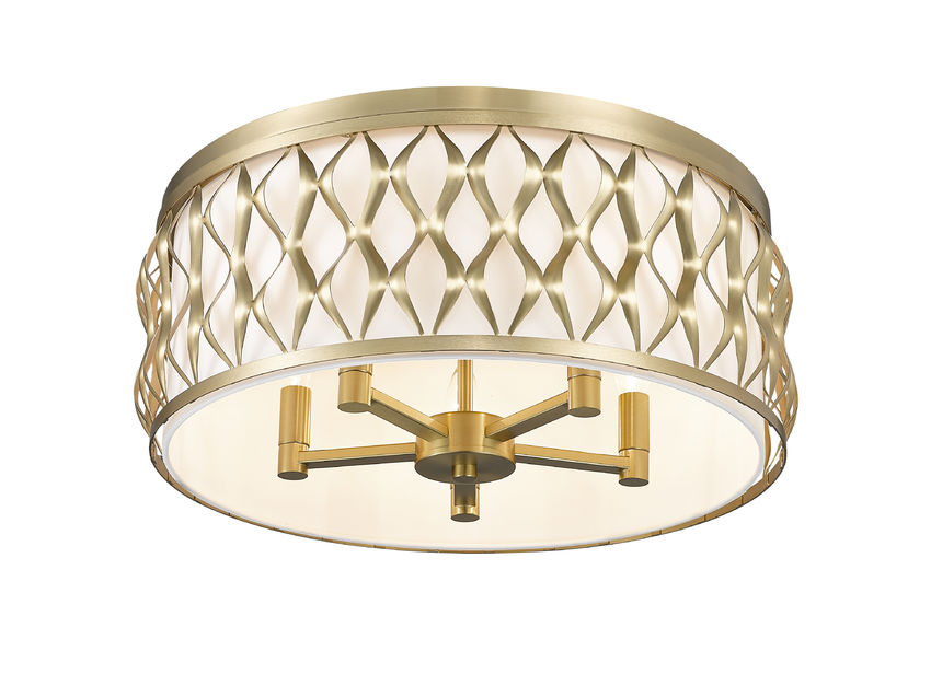 Z-Lite Harden 20" 5-Light Modern Gold and White Fabric Shade Flush Mount