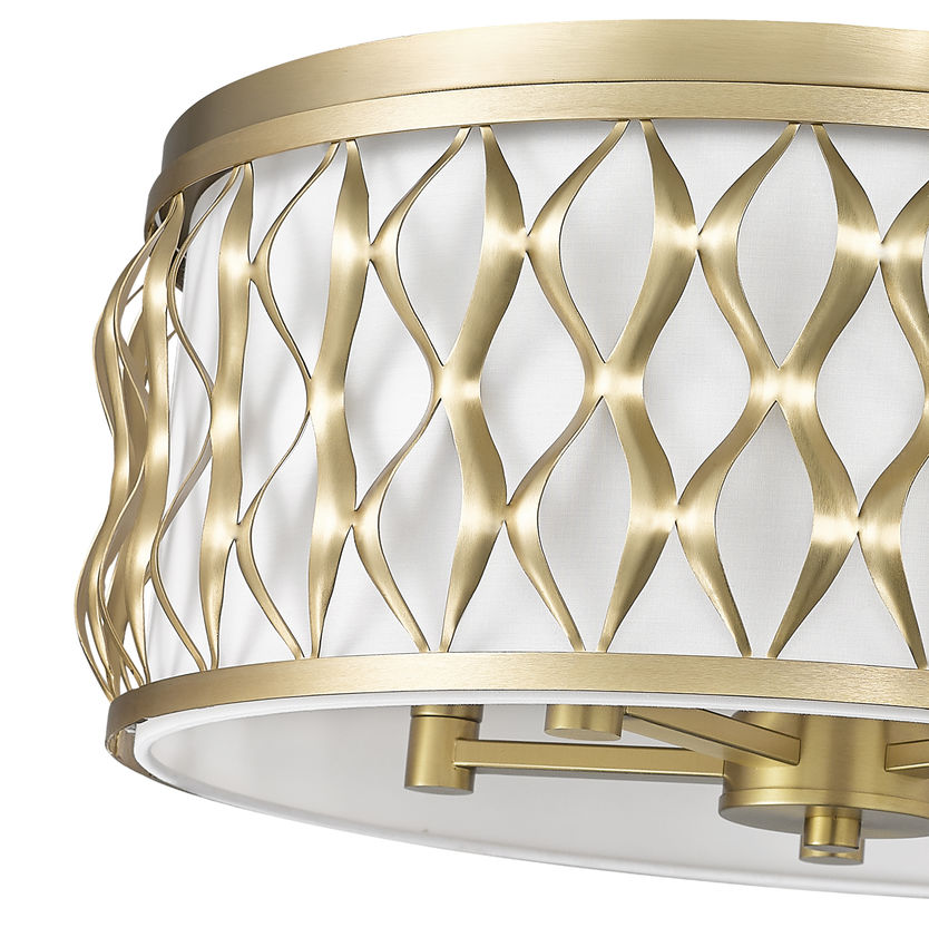 Z-Lite Harden 20" 5-Light Modern Gold and White Fabric Shade Flush Mount