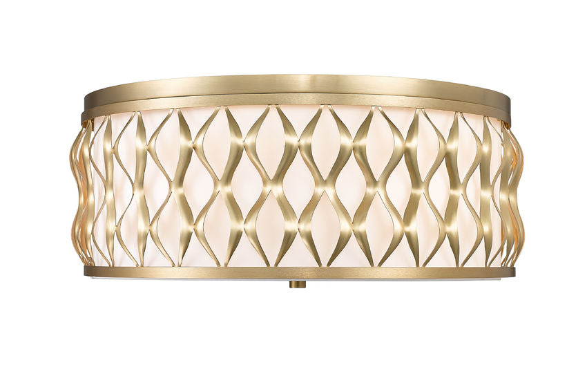Z-Lite Harden 20" 5-Light Modern Gold and White Fabric Shade Flush Mount