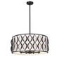 Z-Lite Harden 26" 8-Light Matte Black and White Fabric Shade Pendant Light