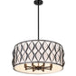 Z-Lite Harden 26" 8-Light Matte Black and White Fabric Shade Pendant Light