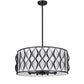 Z-Lite Harden 26" 8-Light Matte Black and White Fabric Shade Pendant Light