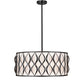 Z-Lite Harden 26" 8-Light Matte Black and White Fabric Shade Pendant Light