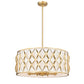 Z-Lite Harden 26" 8-Light Modern Gold and White Fabric Shade Pendant Light