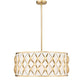 Z-Lite Harden 26" 8-Light Modern Gold and White Fabric Shade Pendant Light