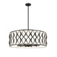 Z-Lite Harden 32" 10-Light Matte Black and White Fabric Shade Pendant Light