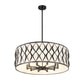 Z-Lite Harden 32" 10-Light Matte Black and White Fabric Shade Pendant Light