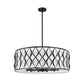 Z-Lite Harden 32" 10-Light Matte Black and White Fabric Shade Pendant Light