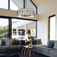 Z-Lite Harden 32" 10-Light Matte Black and White Fabric Shade Pendant Light
