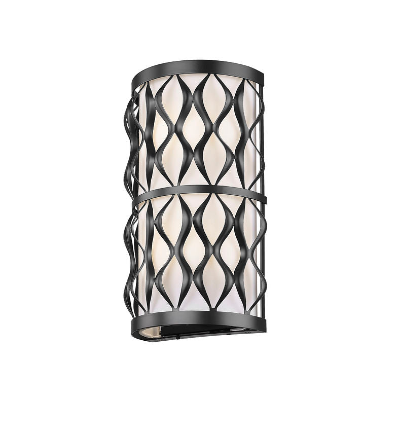 Z-Lite Harden 8" 2-Light Matte Black and White Fabric Shade Wall Sconce