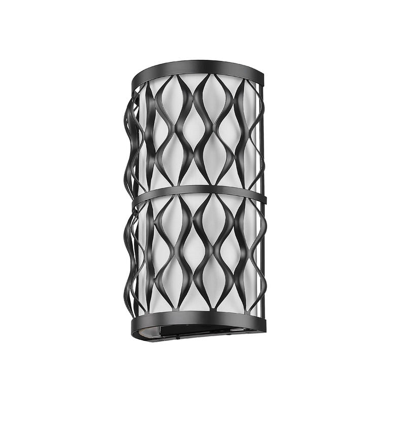 Z-Lite Harden 8" 2-Light Matte Black and White Fabric Shade Wall Sconce