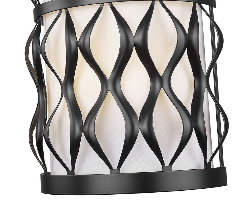 Z-Lite Harden 8" 2-Light Matte Black and White Fabric Shade Wall Sconce