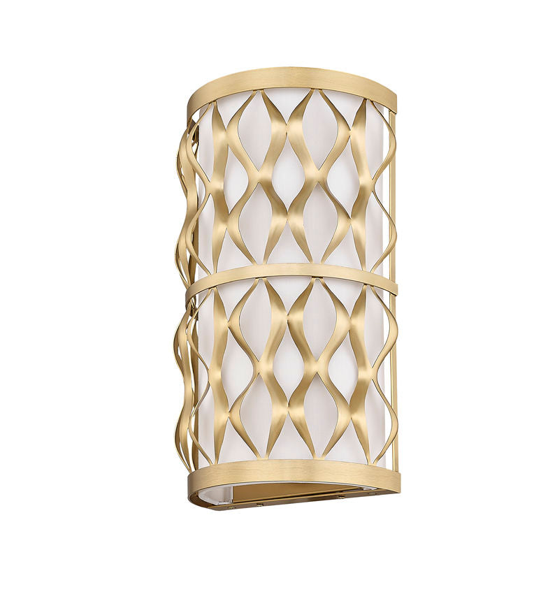 Z-Lite Harden 8" 2-Light Modern Gold and White Fabric Shade Wall Sconce