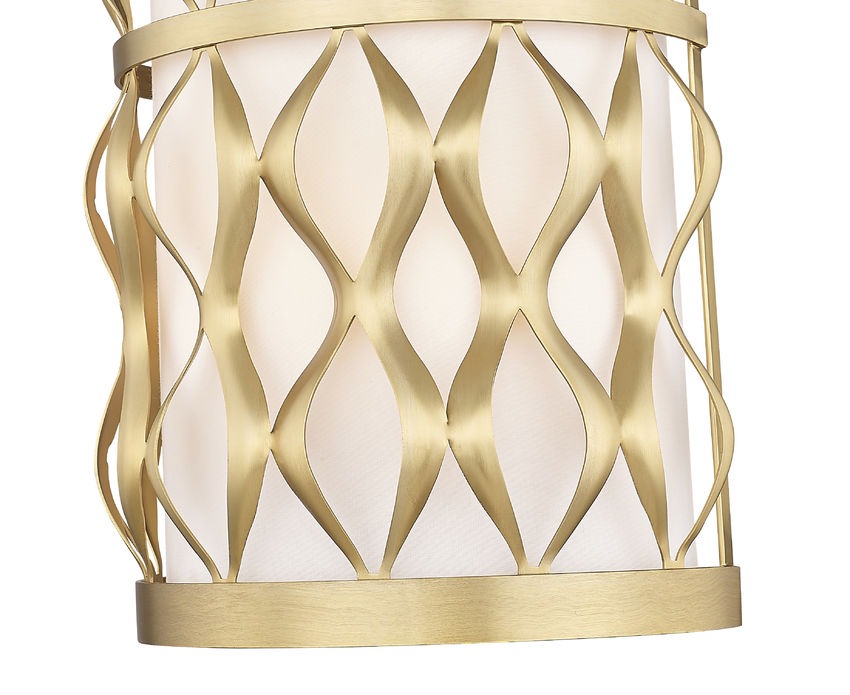 Z-Lite Harden 8" 2-Light Modern Gold and White Fabric Shade Wall Sconce