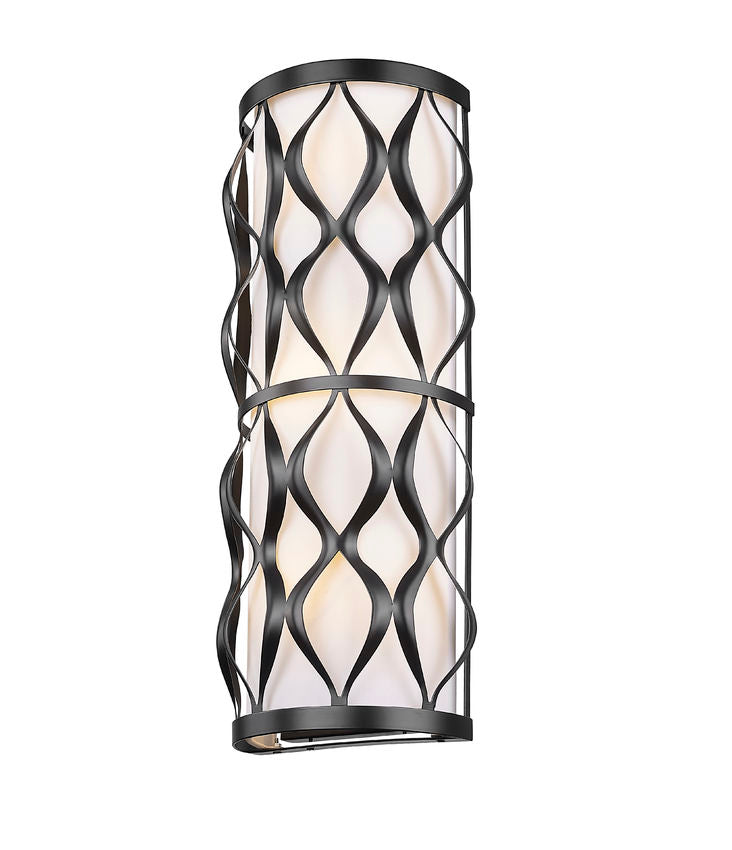 Z-Lite Harden 8" 3-Light Matte Black and White Fabric Shade Wall Sconce