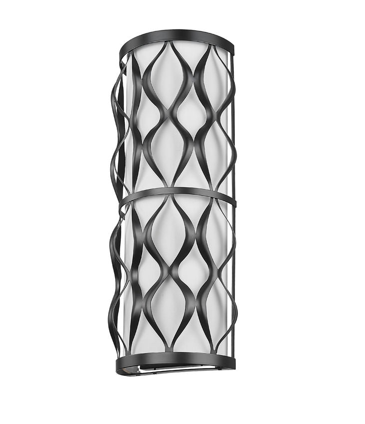 Z-Lite Harden 8" 3-Light Matte Black and White Fabric Shade Wall Sconce