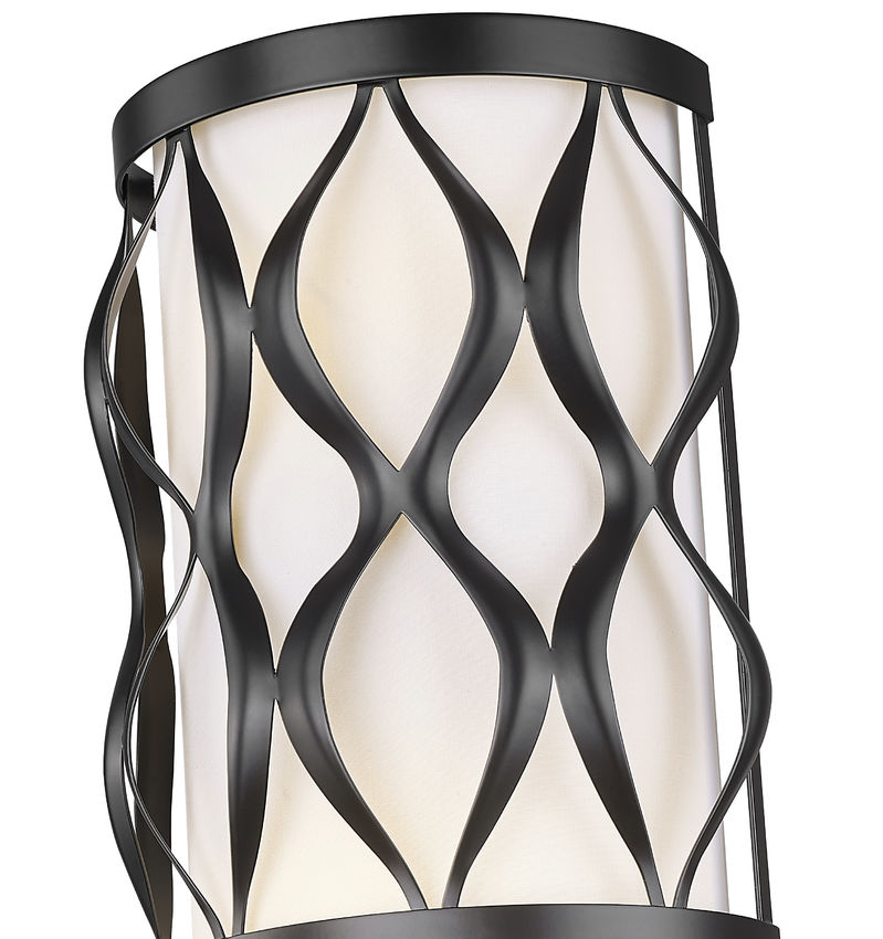 Z-Lite Harden 8" 3-Light Matte Black and White Fabric Shade Wall Sconce