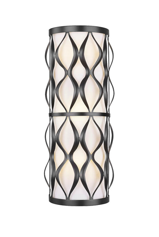 Z-Lite Harden 8" 3-Light Matte Black and White Fabric Shade Wall Sconce