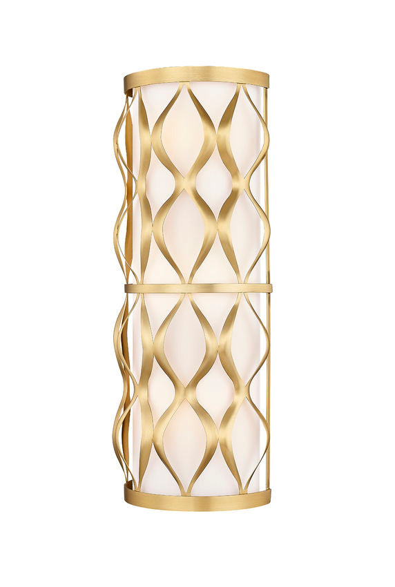 Z-Lite Harden 8" 3-Light Modern Gold and White Fabric Shade Wall Sconce