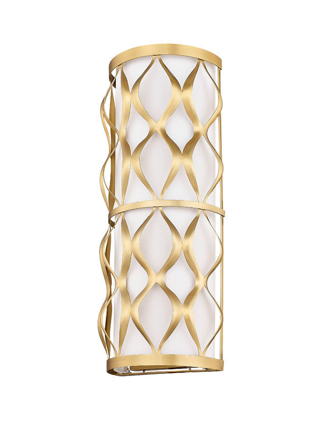 Z-Lite Harden 8" 3-Light Modern Gold and White Fabric Shade Wall Sconce