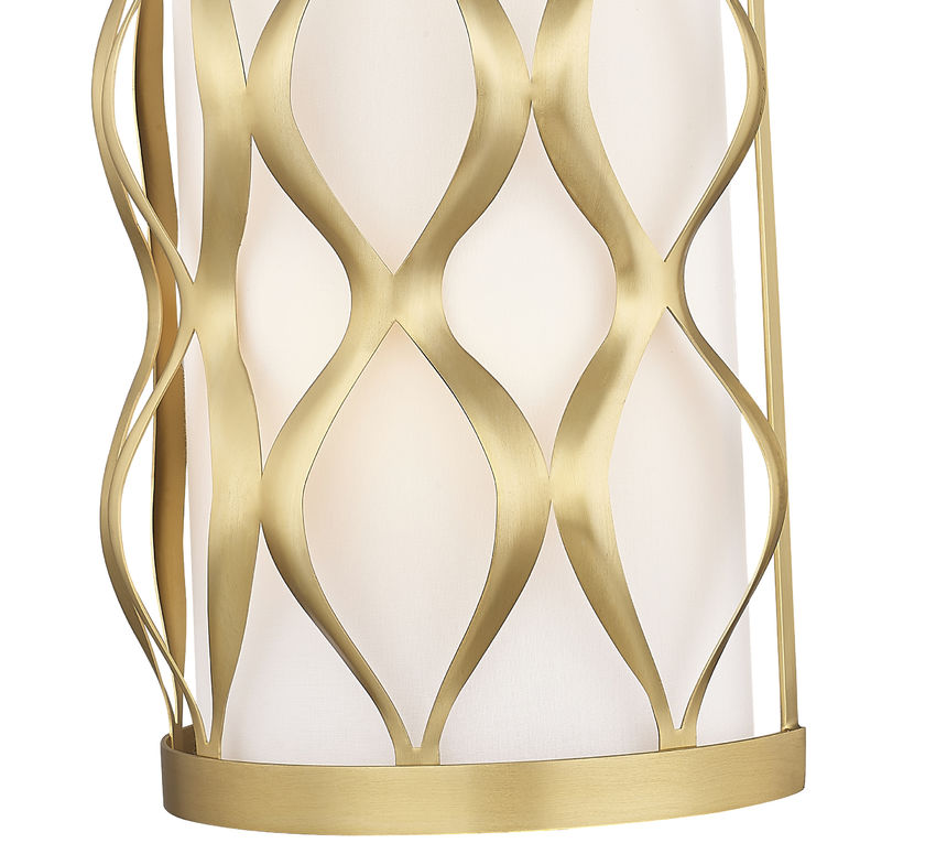 Z-Lite Harden 8" 3-Light Modern Gold and White Fabric Shade Wall Sconce