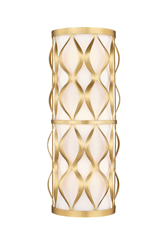 Z-Lite Harden 8" 3-Light Modern Gold and White Fabric Shade Wall Sconce