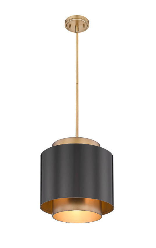 Z-Lite Harlech 12" 1-Light Bronze and Rubbed Brass Pendant Light
