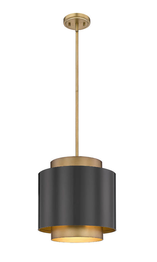 Z-Lite Harlech 12" 1-Light Bronze and Rubbed Brass Pendant Light