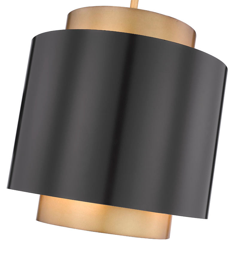 Z-Lite Harlech 12" 1-Light Bronze and Rubbed Brass Pendant Light