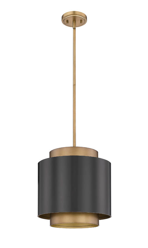 Z-Lite Harlech 12" 1-Light Bronze and Rubbed Brass Pendant Light