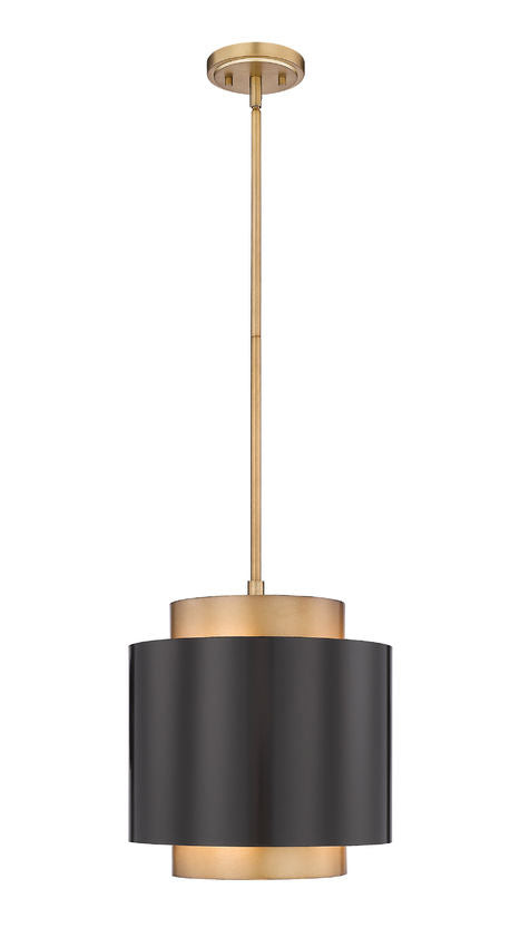 Z-Lite Harlech 12" 1-Light Bronze and Rubbed Brass Pendant Light
